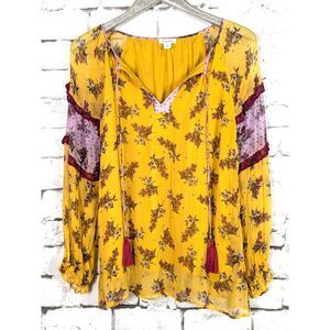 SUNDANCE Floral Dreams Tunic Bohemian Cottage Peasant Feminine Hippie Small